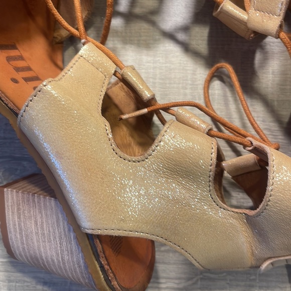 Made in Portugal sz 37 Felmini camel and glittery tan soft leather - Picture 3 of 12